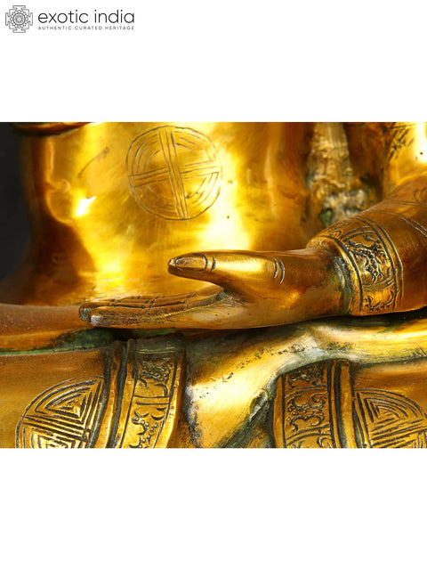 22" Large Size Buddha in Bhumisparsha Mudra In Brass | Handmade | Made In India