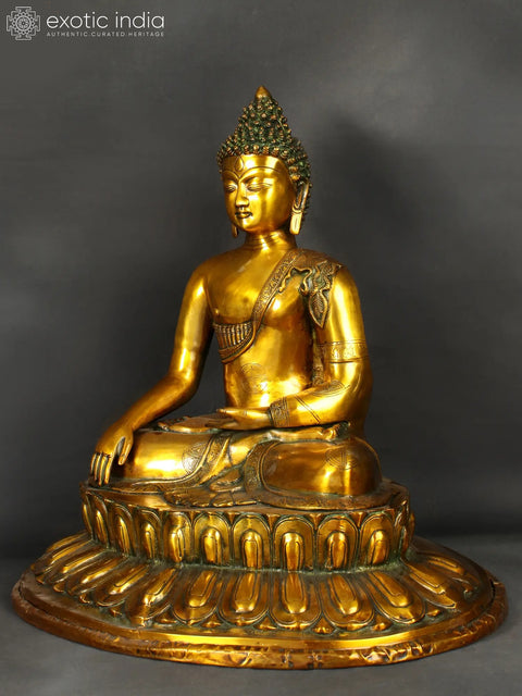 22" Large Size Buddha in Bhumisparsha Mudra In Brass | Handmade | Made In India