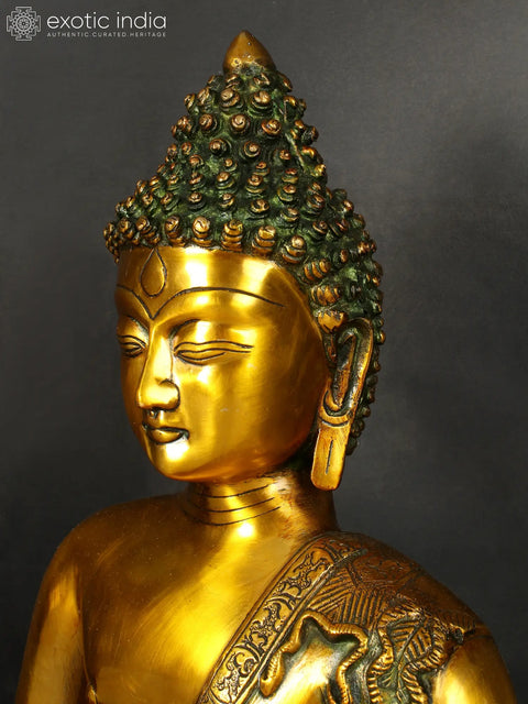 22" Large Size Buddha in Bhumisparsha Mudra In Brass | Handmade | Made In India