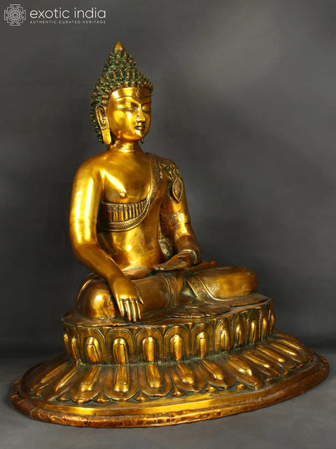 22" Large Size Buddha in Bhumisparsha Mudra In Brass | Handmade | Made In India