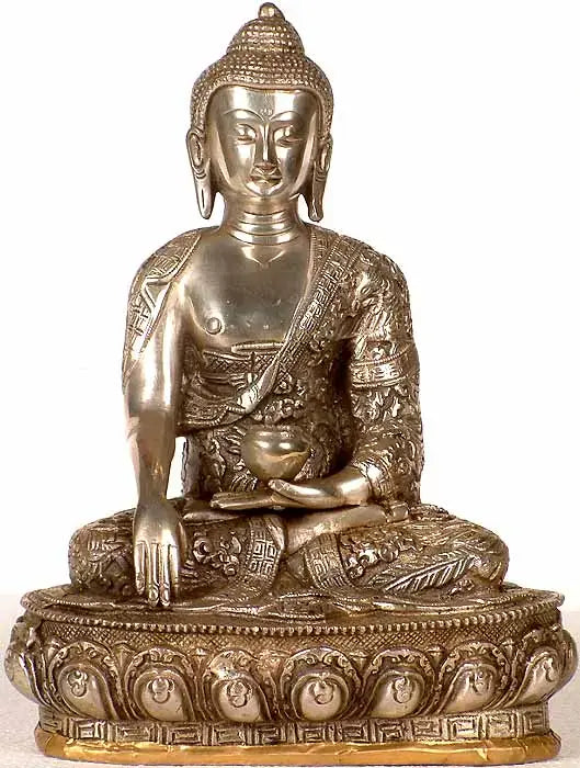 10" Handmade Buddha Bhumisparsha Mudra Brass Statue