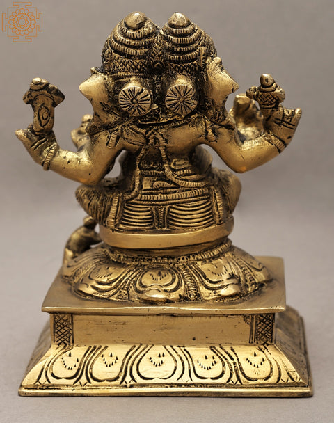 5" Two-Headed Ganesha Brass Statue (Rare Presentation) | Handmade | Made in India