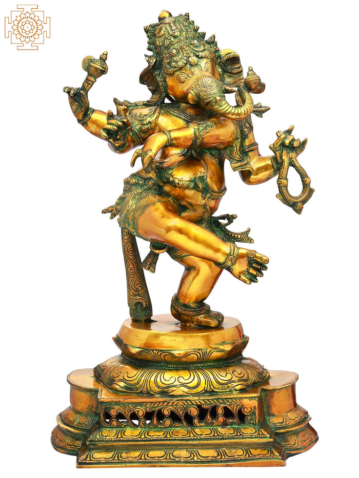 25" Dancing Ganesha Brass Statue Handmade