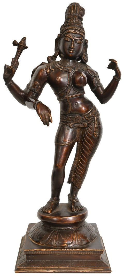15" Standing Ardhanarishvara Brass Idol | Shiva-Shakti Statue