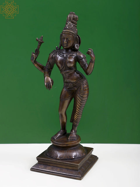 15" Standing Ardhanarishvara Brass Idol | Shiva-Shakti Statue