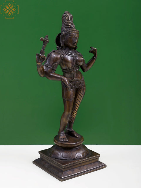 15" Standing Ardhanarishvara Brass Idol | Shiva-Shakti Statue