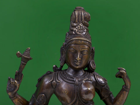 15" Standing Ardhanarishvara Brass Idol | Shiva-Shakti Statue