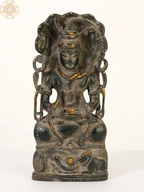 Shiva Entwined in Serpents Brass Statue Handmade