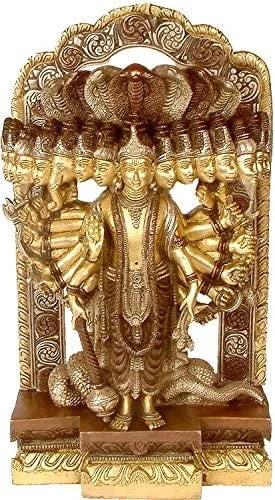 14" Lord Vishnu in His Cosmic Magnification In Brass | Handmade | Made In India