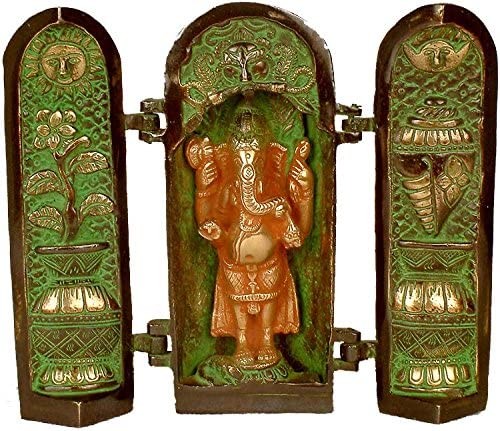 7" Ganesha Brass Folding Temple Handmade