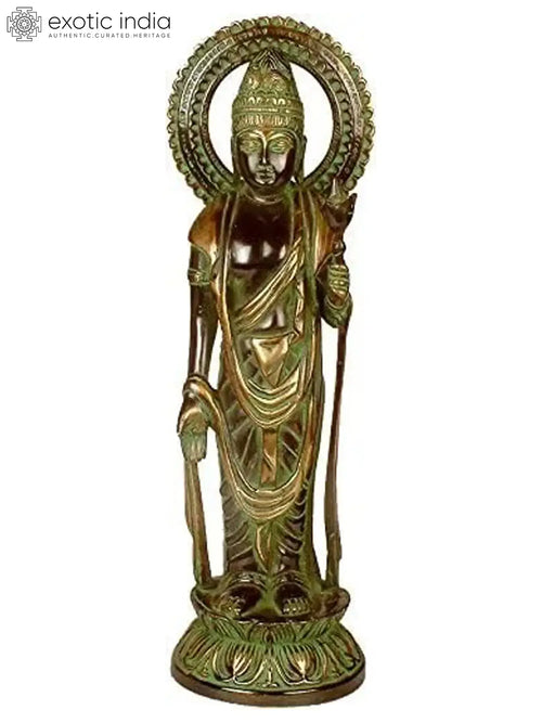 15" Handmade Japanese Buddha Brass Statue for Home Decor