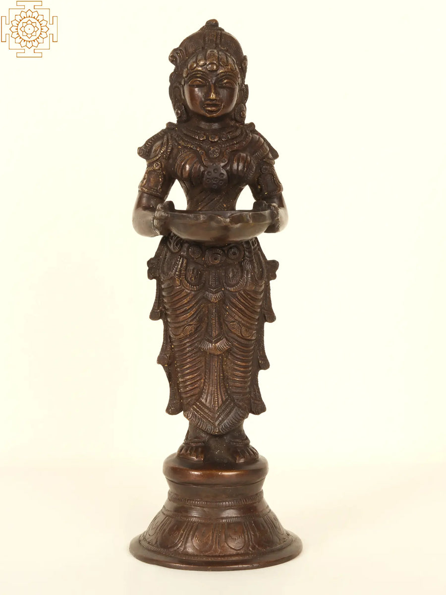 9" Lakshmi Brass Statue Handmade for Pooja