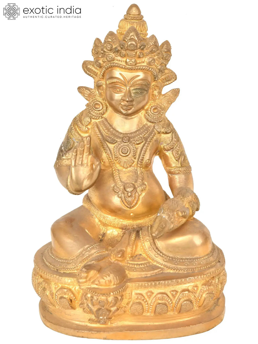 7" Kubera Tibetan Buddhist Deity Brass Handmade Statue