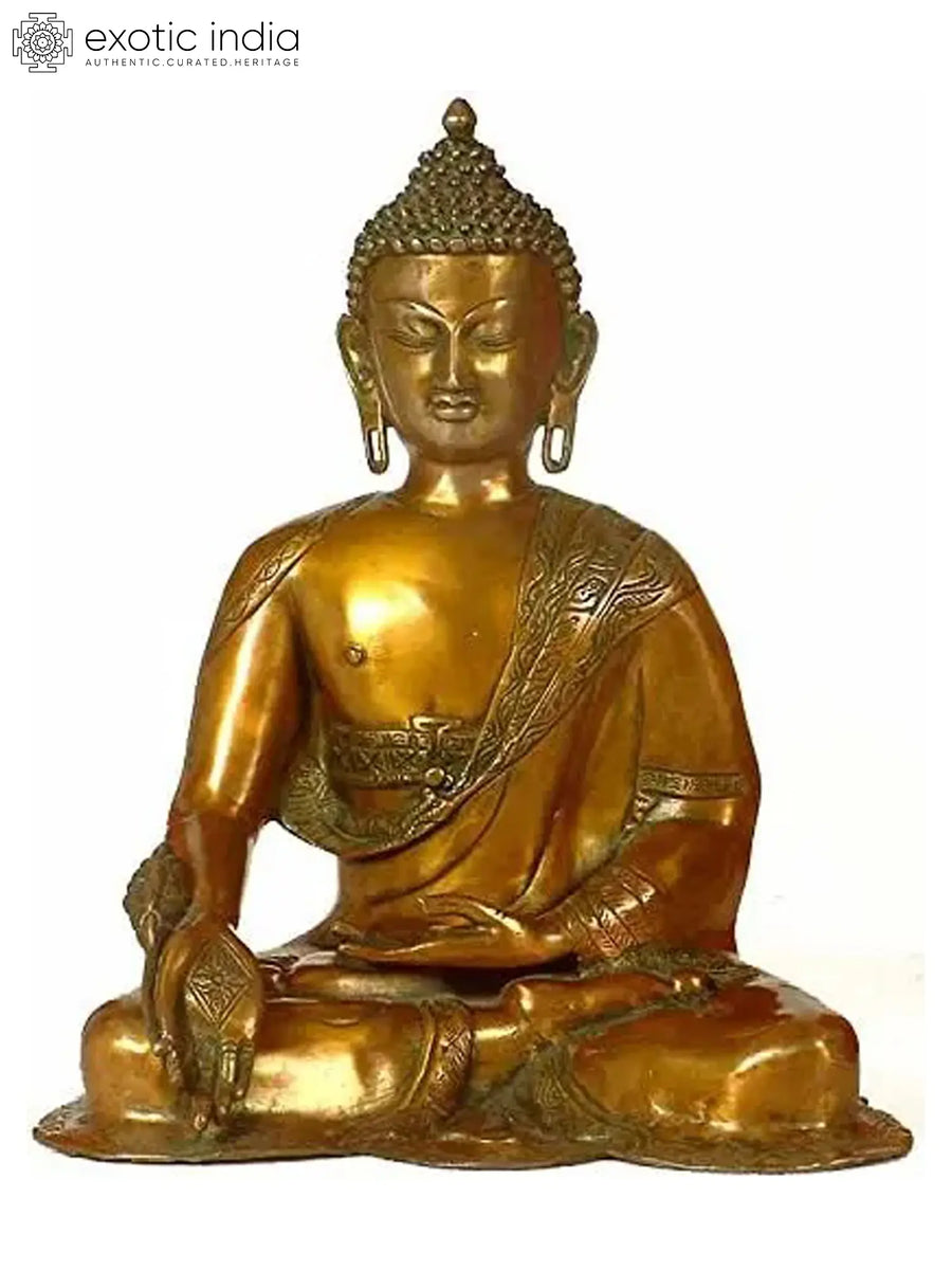 16" Medicine Buddha Handmade Brass Statue for Pooja