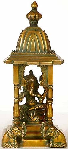 10" Ganesha Handmade Brass Temple Statue