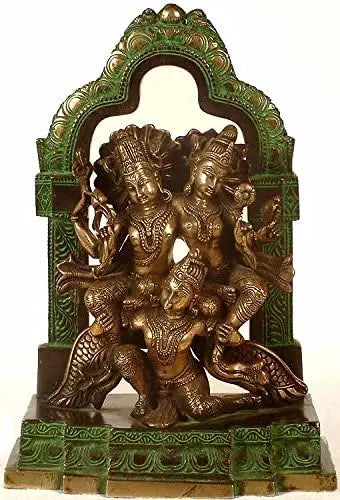 12" Lakshmi-Narayana Brass Statue on Garuda for Home Temple