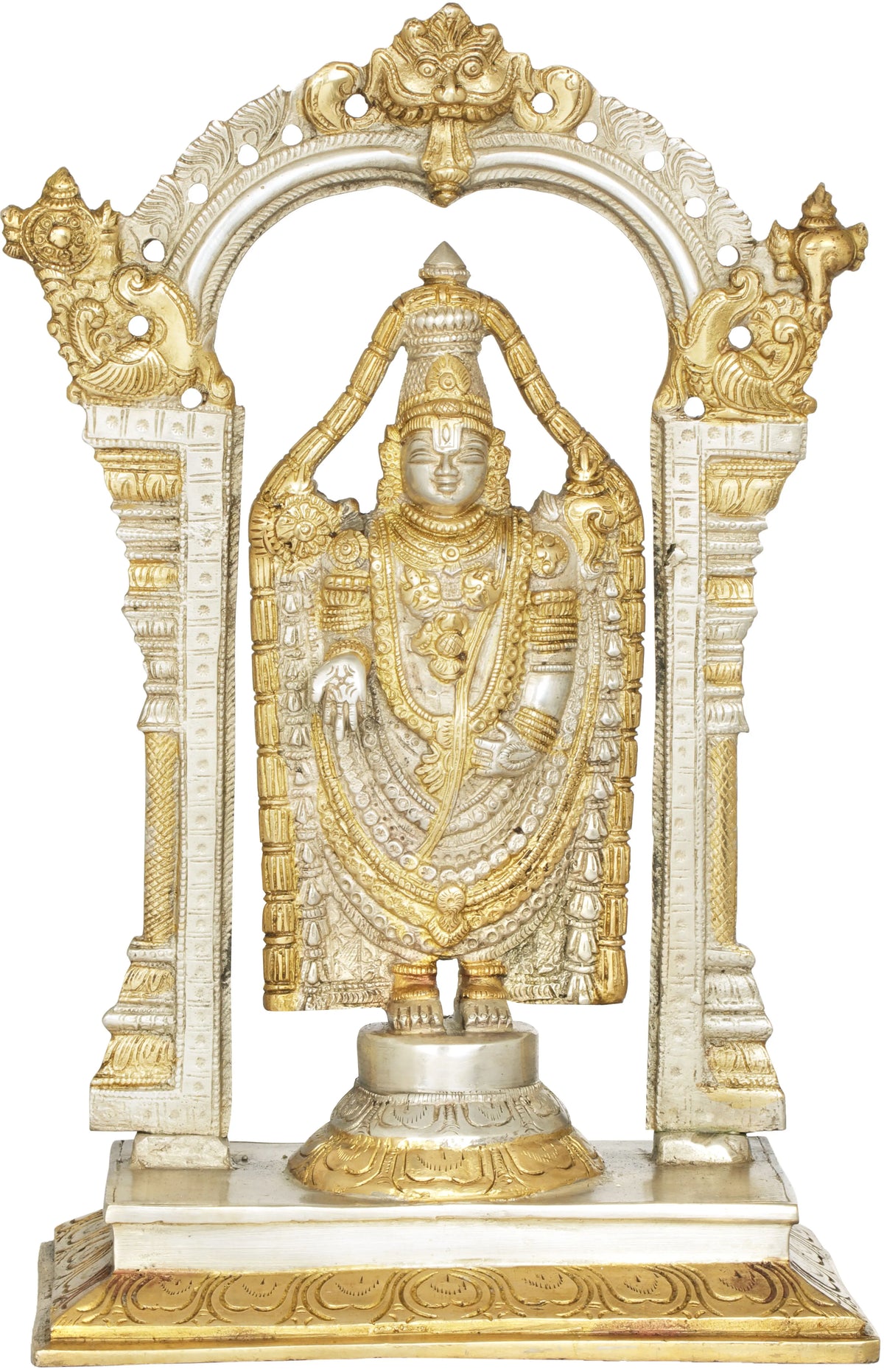 12" Lord Venkateshvara as Balaji at Tirupati In Brass | Handmade | Made In India