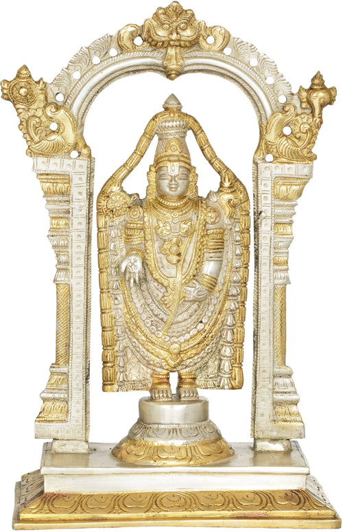 12" Lord Venkateshvara Balaji Brass Statue Handmade