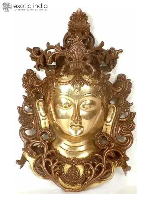 11" Handmade Brass Tara Buddhist Deity Wall Hanging Mask
