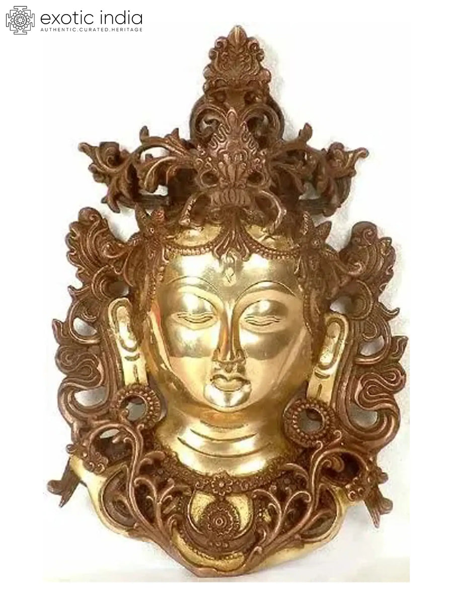 11" Handmade Brass Tara Buddhist Deity Wall Hanging Mask