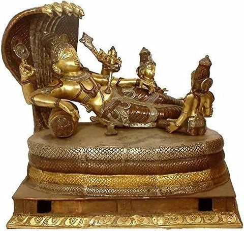 21" Large Sheshshayi Vishnu in Brass | Made in India
