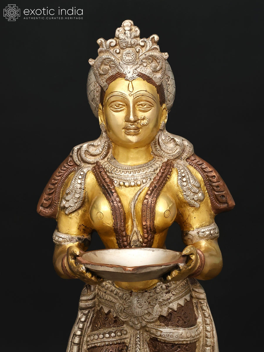 23" Deeplakshmi Brass Statue Handcrafted for Pooja