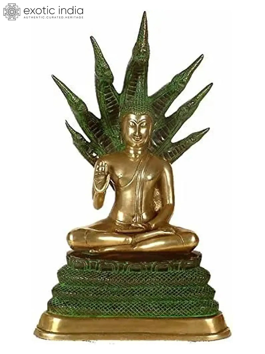 21" Lord Buddha Brass Idol Handmade Buddhist Statue