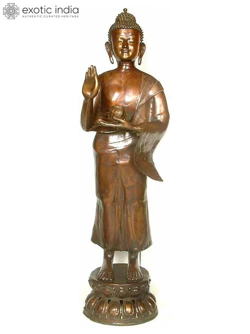 51" Large Handmade Buddha Brass Sculpture for Home Decor