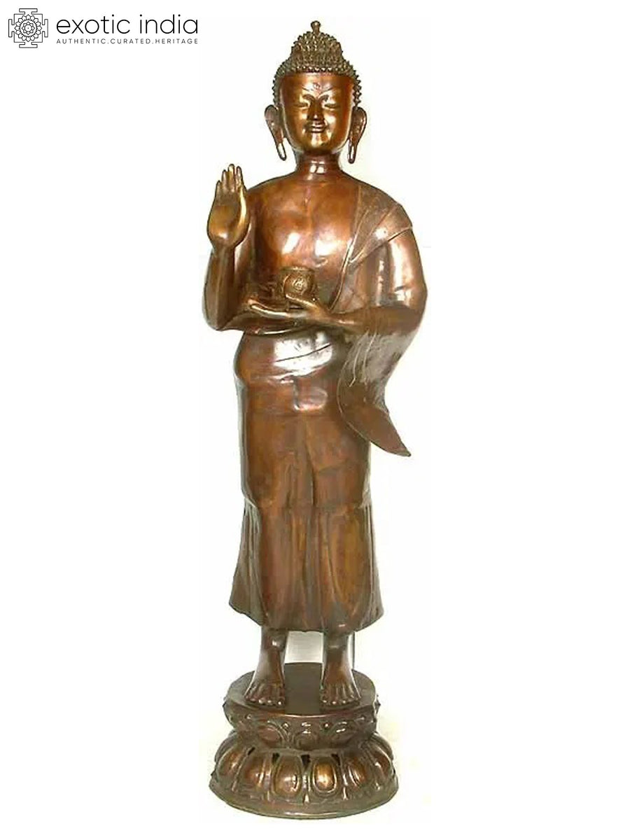 51" Large Handmade Buddha Brass Sculpture for Home Decor