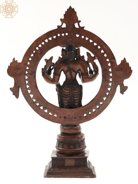 Eight-Armed Lord Vishnu Statue with Chakra at Back