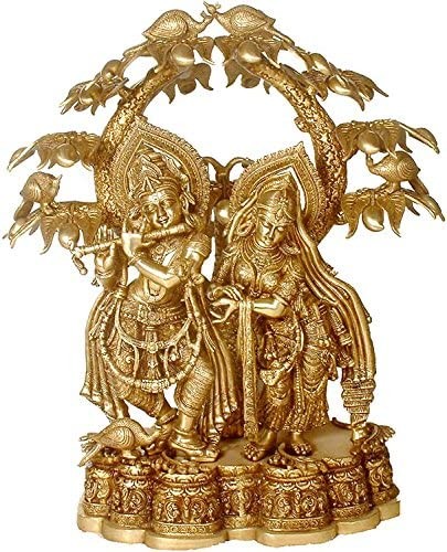 30" Radha Krishna Under Kadamba Tree Brass Statue Handmade