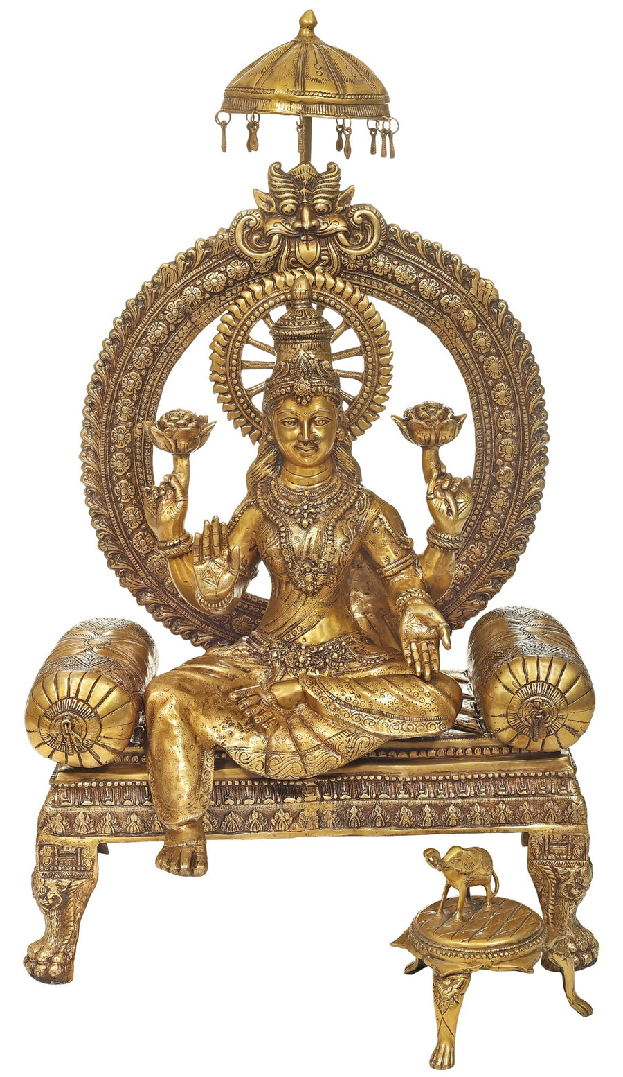 47" Large Goddess Lakshmi Handcrafted Brass Statue for Home Temple