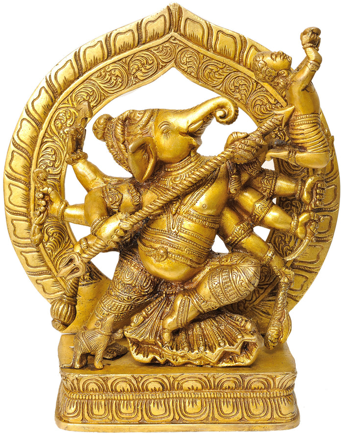 9" Handmade Vighnesha Ganesha Brass Statue for Pooja