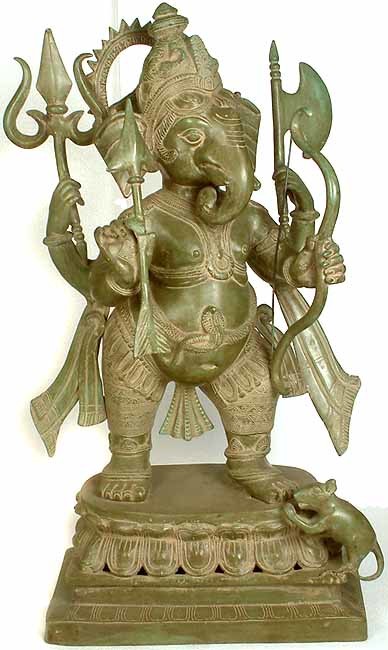 29" Divyastranam Prayogvid Ganesha In Brass | Handmade | Made In India