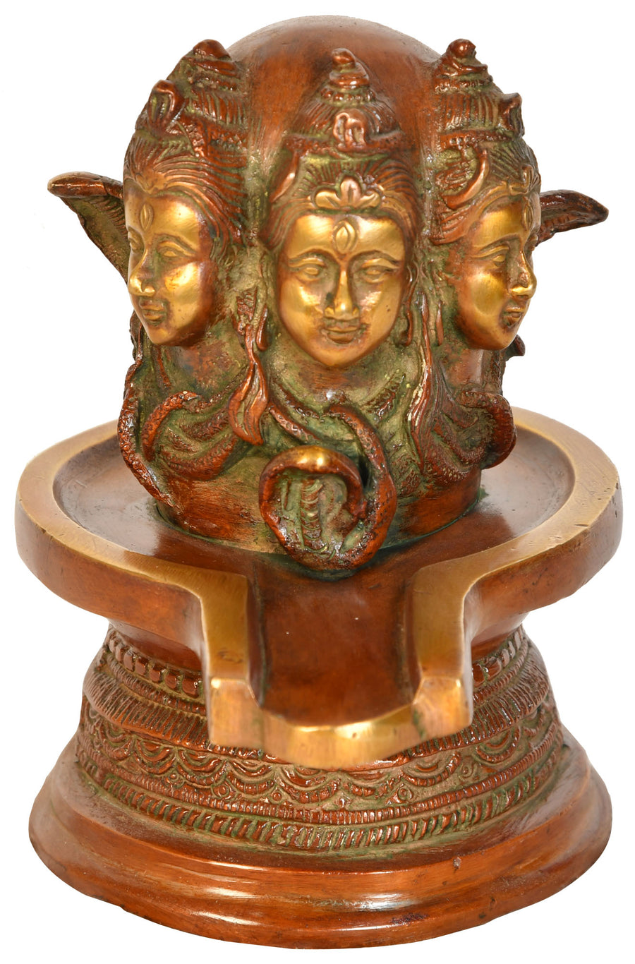 6" Auspicious Mukha Linga Brass Statue Handmade
