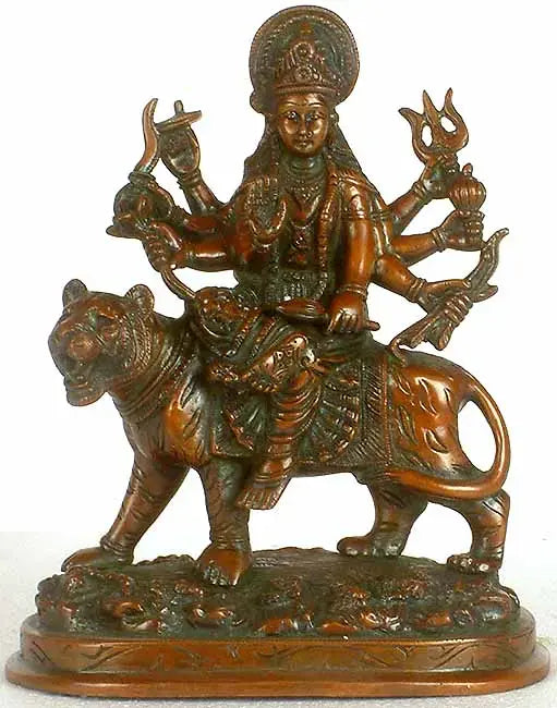 Devi Durga on Tiger Brass Statue Handmade