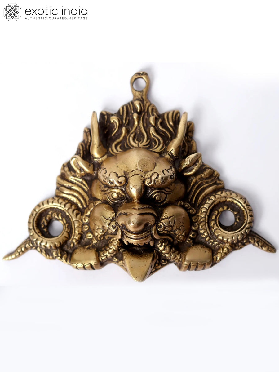 6" Brass Kirtimukha Wall Hanging Mask for Home Decor