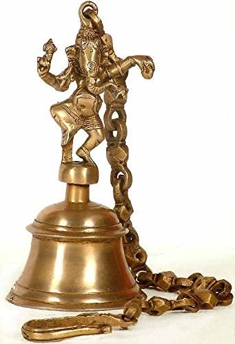 9" Ganesha Brass Hanging Temple Bell Handmade