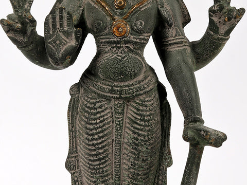 8" Four Armed Standing Vishnu Idol in Brass | Handmade | Made in India