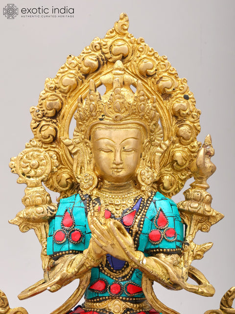11" Tibetan Buddhist Deity Maitreya Buddha In Brass | Handmade | Made In India