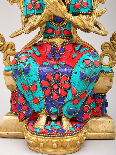 11" Tibetan Buddhist Deity Maitreya Buddha In Brass | Handmade | Made In India