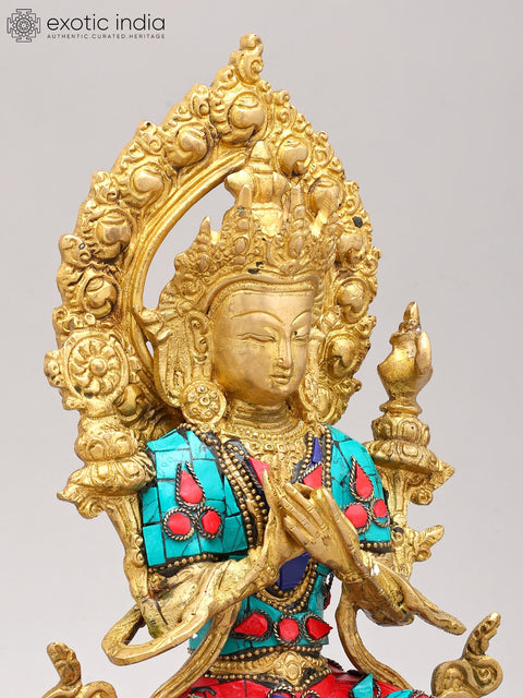 11" Tibetan Buddhist Deity Maitreya Buddha In Brass | Handmade | Made In India