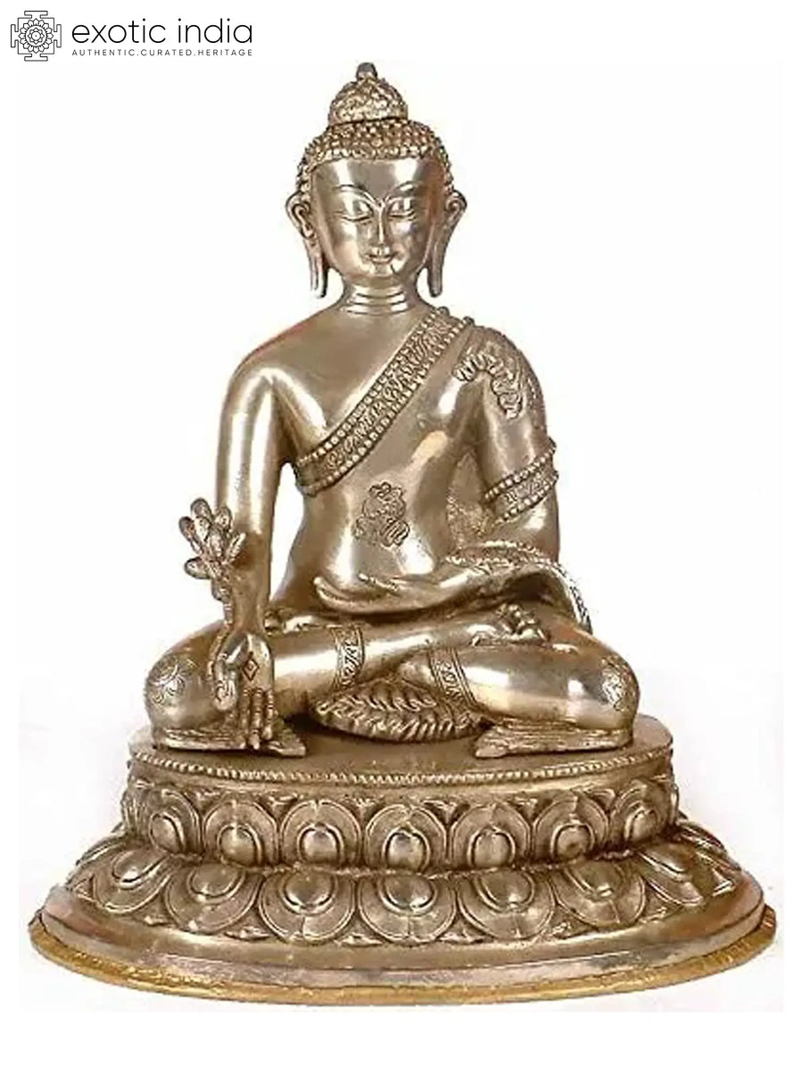 13" Medicine Buddha Brass Statue Handmade Tibetan Deity