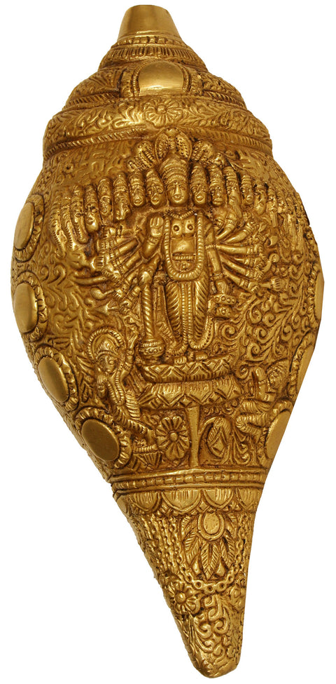 9" Vishvarupa Vishnu Conch Wall Hanging Idol in Brass | Handmade | Made in India