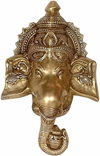 24" Brass Ganesha Wall Hanging Mask Handmade