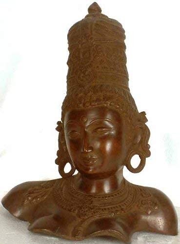 12" Brass Goddess Parvati Bust Handmade Sacred Sculpture