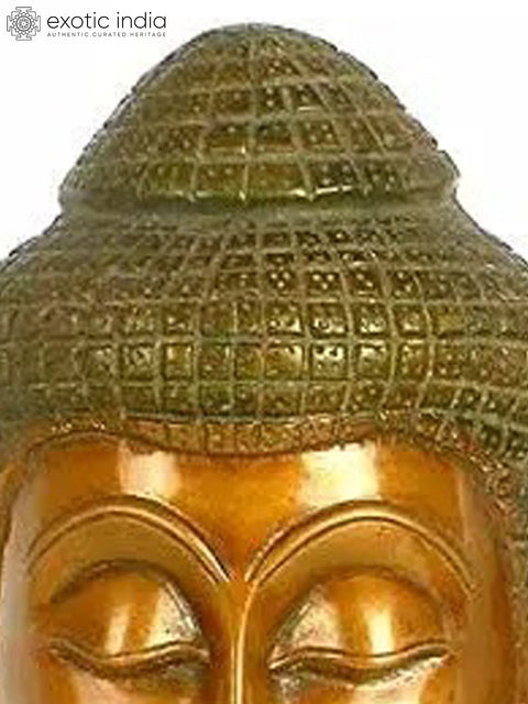 10" The Buddha Head In Brass | Handmade | Made In India