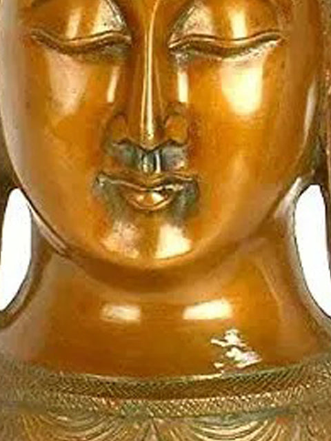 10" The Buddha Head In Brass | Handmade | Made In India