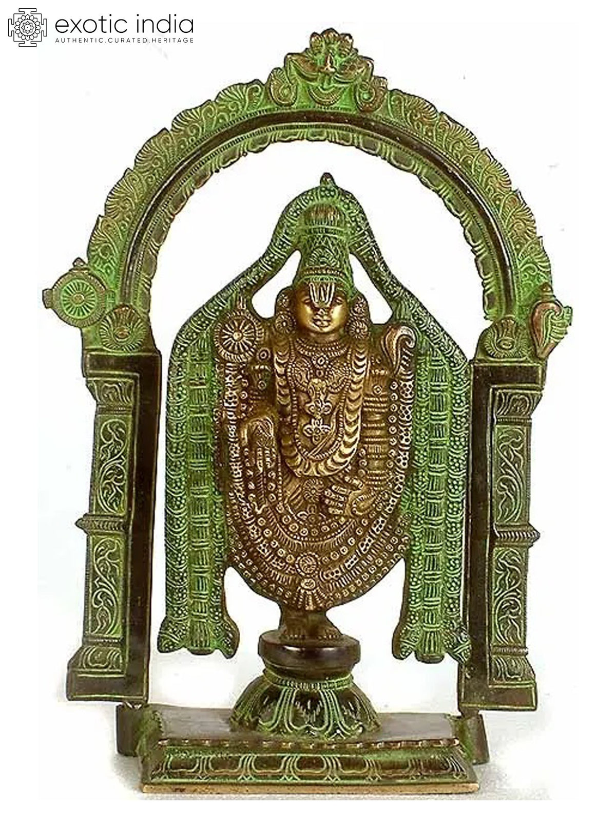 13" Handmade Brass Lord Venkateshvara Balaji Statue