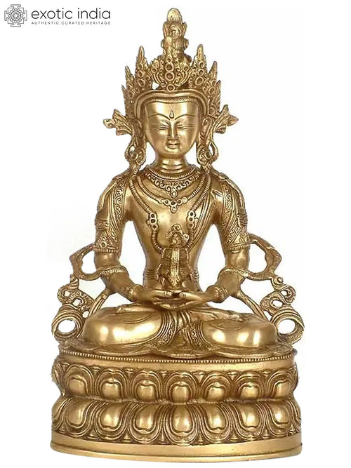 13" Handmade Amitabha Buddha Tibetan Brass Statue